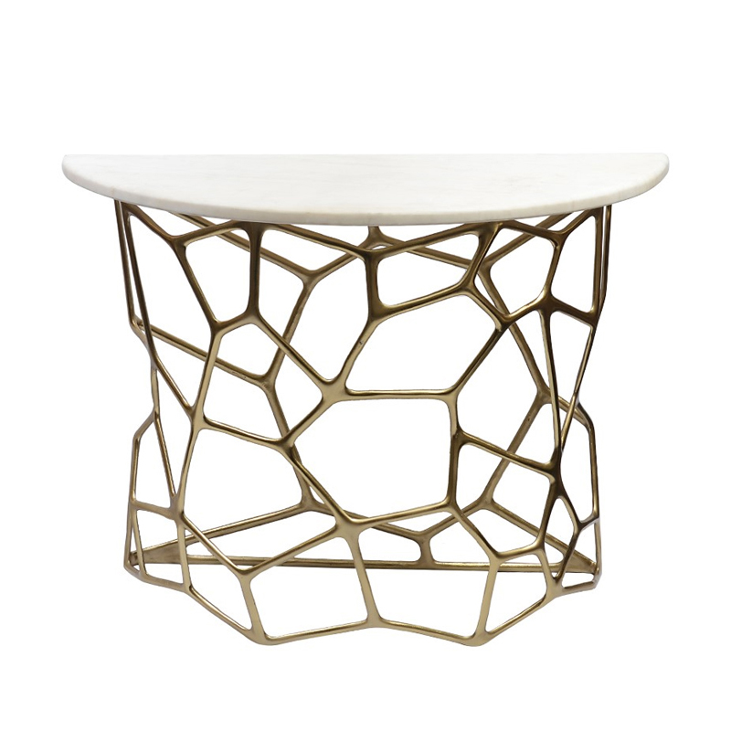 Консоль Console Cell White Marble Белый Золотой Консоль Console Cell White Marble Белый Золотой во Владивостоке | Loft Concept