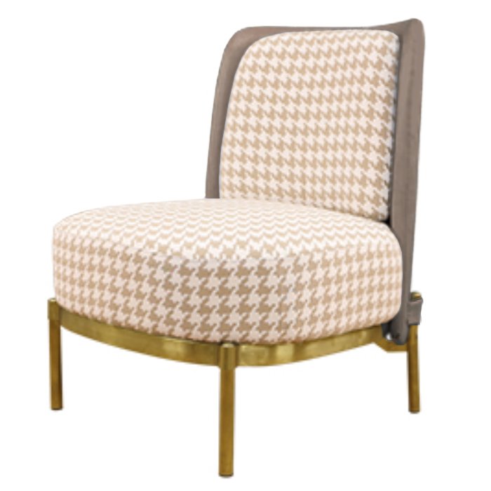 Кресло Pied de poule Beige Armchair Бежевый Латунь Молочный Кресло Pied de poule Beige Armchair Бежевый Латунь Молочный во Владивостоке | Loft Concept