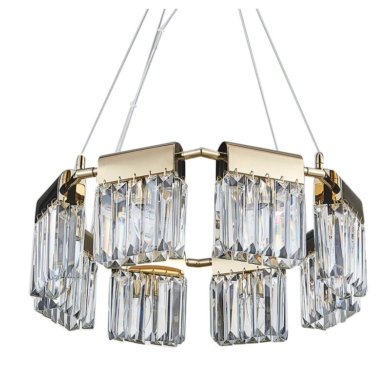 Люстра Crystal Pendants gold 8 Глянцевое золото Прозрачное Стекло Люстра Crystal Pendants gold 8 Глянцевое золото Прозрачное Стекло во Владивостоке | Loft Concept