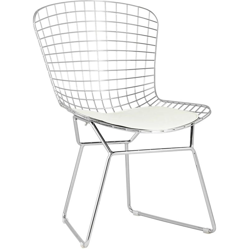 Стул Bertoia Chair Хромированный с Белой подушкой Хром Белый Стул Bertoia Chair Хромированный с Белой подушкой Хром Белый во Владивостоке | Loft Concept