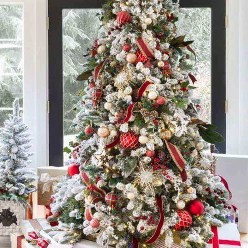 Дизайнерская Ель с Красным Декором Christmas Tree Christmas British Style Красный Белый Зеленый Дизайнерская Ель с Красным Декором Christmas Tree Christmas British Style Красный Белый Зеленый во Владивостоке | Loft Concept