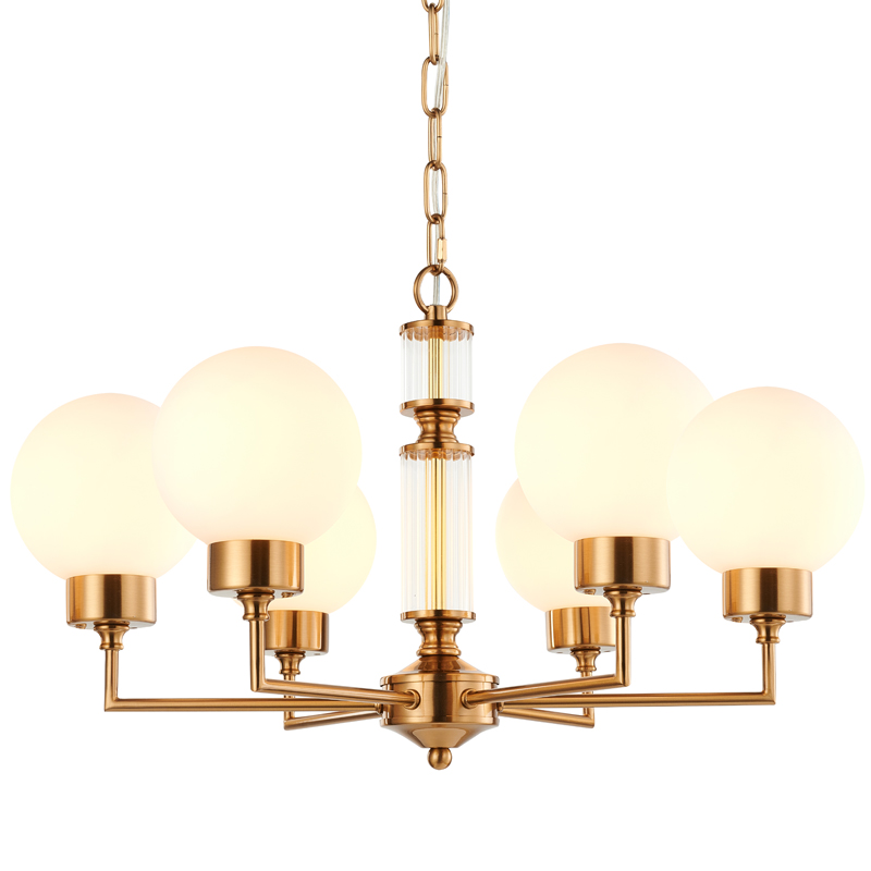 Люстра Zibille Chandelier Brass 58 Латунь Белое матовое стекло Прозрачный Люстра Zibille Chandelier Brass 58 Латунь Белое матовое стекло Прозрачный во Владивостоке | Loft Concept