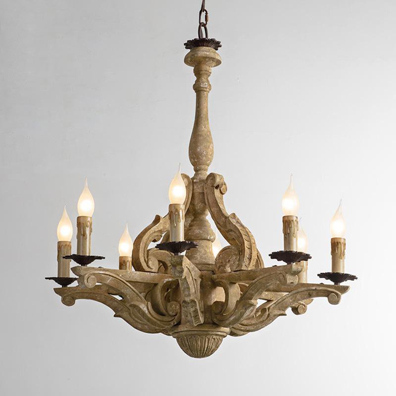 Люстра Rustic Wood Chandeliers 8 Бежево-серый Люстра Rustic Wood Chandeliers 8 Бежево-серый во Владивостоке | Loft Concept