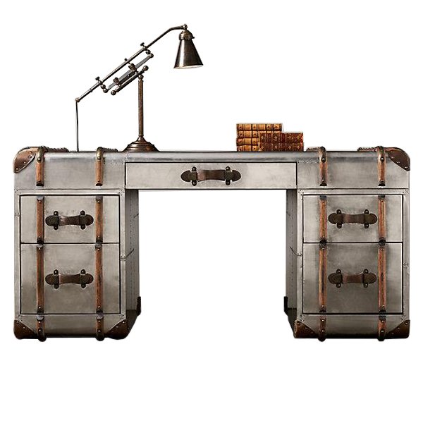 Стол RH Richards metal trunk Desks Алюминий Коричневый винтаж Стол RH Richards metal trunk Desks Алюминий Коричневый винтаж во Владивостоке | Loft Concept