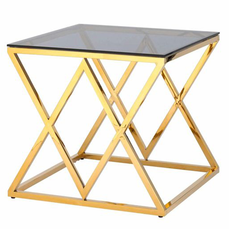 Стол приставной Geometry Rhombus Gold Золотой Стекло Смок Стол приставной Geometry Rhombus Gold Золотой Стекло Смок во Владивостоке | Loft Concept