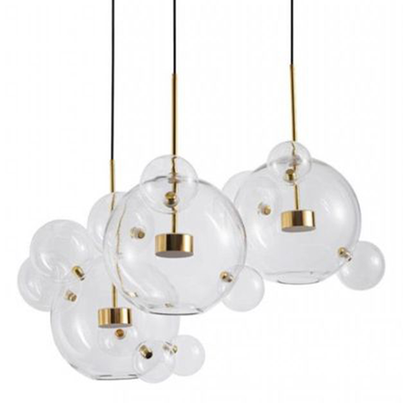 Светодиодный светильник Giopato & Coombes Bubble Chandelier Gold Circle 3 плафона Белый Золотой Прозрачное Стекло Светодиодный светильник Giopato & Coombes Bubble Chandelier Gold Circle 3 плафона Белый Золотой Прозрачное Стекло во Владивостоке | Loft Concept