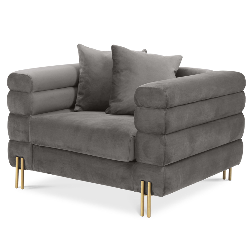 Кресло Eichholtz Chair York grey Серый Латунь Кресло Eichholtz Chair York grey Серый Латунь во Владивостоке | Loft Concept