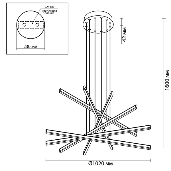 Люстра Rolf Six Black Lines Chandelier Люстра Rolf Six Black Lines Chandelier во Владивостоке