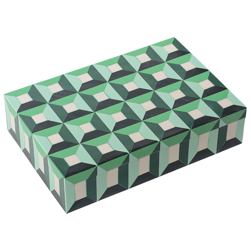 Шкатулка Squares Green Bone Inlay Box Зеленый Белый Шкатулка Squares Green Bone Inlay Box Зеленый Белый во Владивостоке | Loft Concept