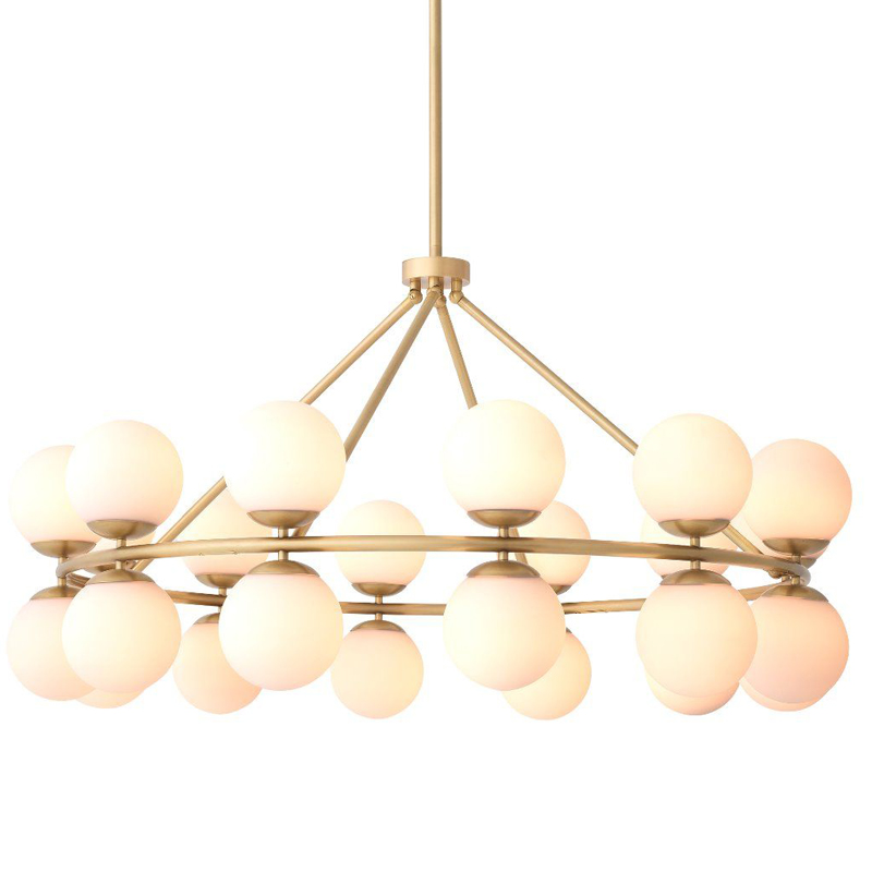 Люстра Eichholtz Chandelier Hutchinson Brass Латунь Античная полированная Белое матовое стекло Люстра Eichholtz Chandelier Hutchinson Brass Латунь Античная полированная Белое матовое стекло во Владивостоке | Loft Concept