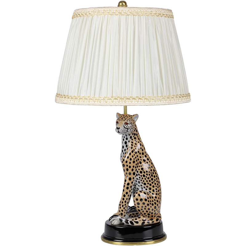 Настольная лампа с абажуром Leopard Table Lamp Кремовый Коричневый Черный Настольная лампа с абажуром Leopard Table Lamp Кремовый Коричневый Черный во Владивостоке | Loft Concept