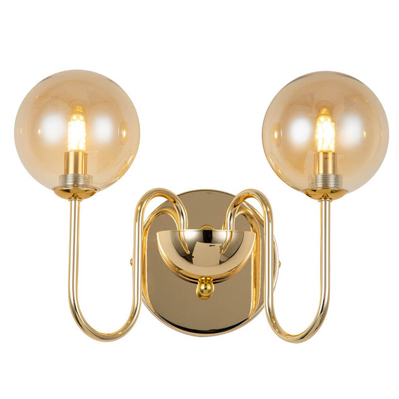 Бра Sheiry Glass Ball Wall Lamp Глянцевое золото Янтарный Бра Sheiry Glass Ball Wall Lamp Глянцевое золото Янтарный во Владивостоке | Loft Concept