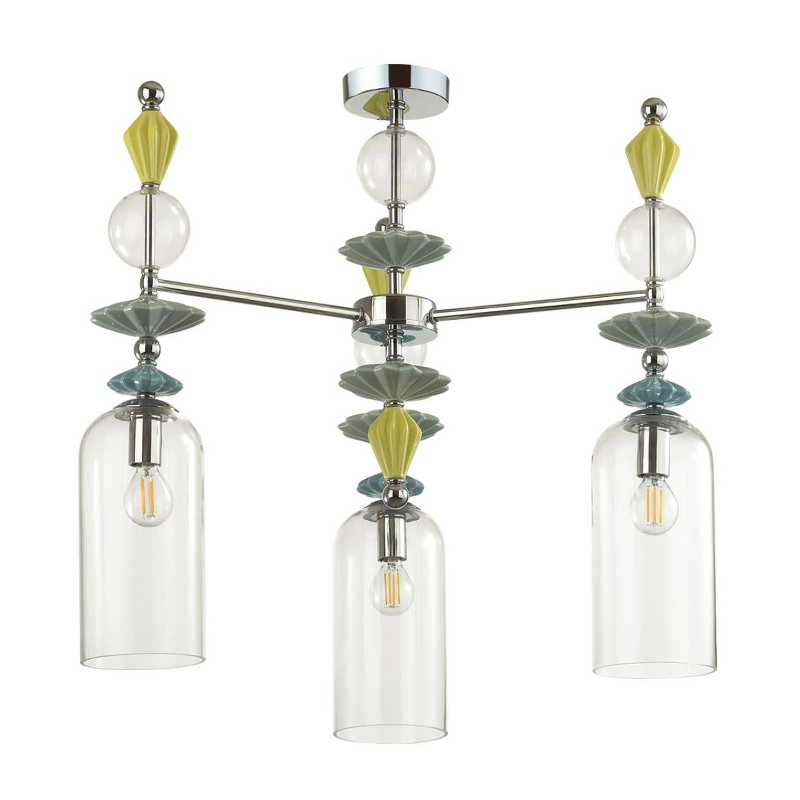 Люстра Iris Glass Chandelier candy 3 chrome Прозрачное Стекло Прозрачный зеленый Желтый Хром Люстра Iris Glass Chandelier candy 3 chrome Прозрачное Стекло Прозрачный зеленый Желтый Хром во Владивостоке | Loft Concept