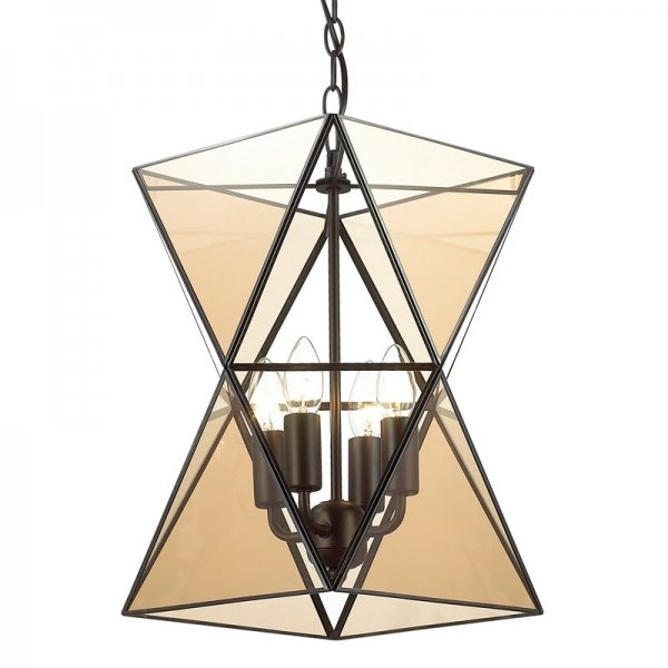 Люстра PolyPyramid Glass Pendant 4 Cognac Прозрачный Люстра PolyPyramid Glass Pendant 4 Cognac Прозрачный во Владивостоке | Loft Concept