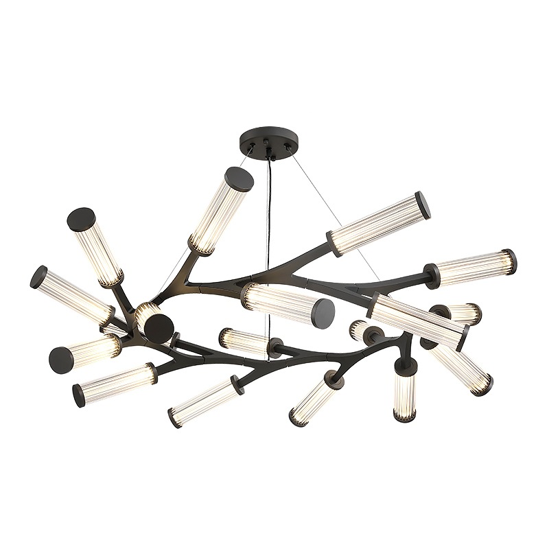 Люстра Cylinder Branches Chandelier Ring Black Черный Прозрачный Люстра Cylinder Branches Chandelier Ring Black Черный Прозрачный во Владивостоке | Loft Concept