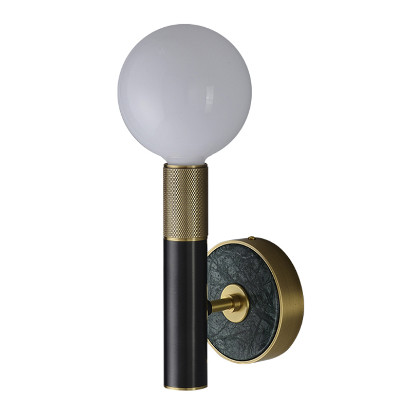 Бра Frode Wall lamp Латунь Белое матовое стекло Черный Бра Frode Wall lamp Латунь Белое матовое стекло Черный во Владивостоке | Loft Concept