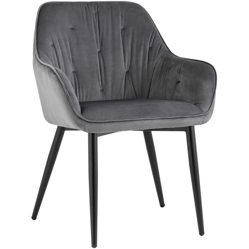 Стул CHANTAL Chair капитоне Серый Велюр Серый Черный во Владивостоке | Loft Concept 