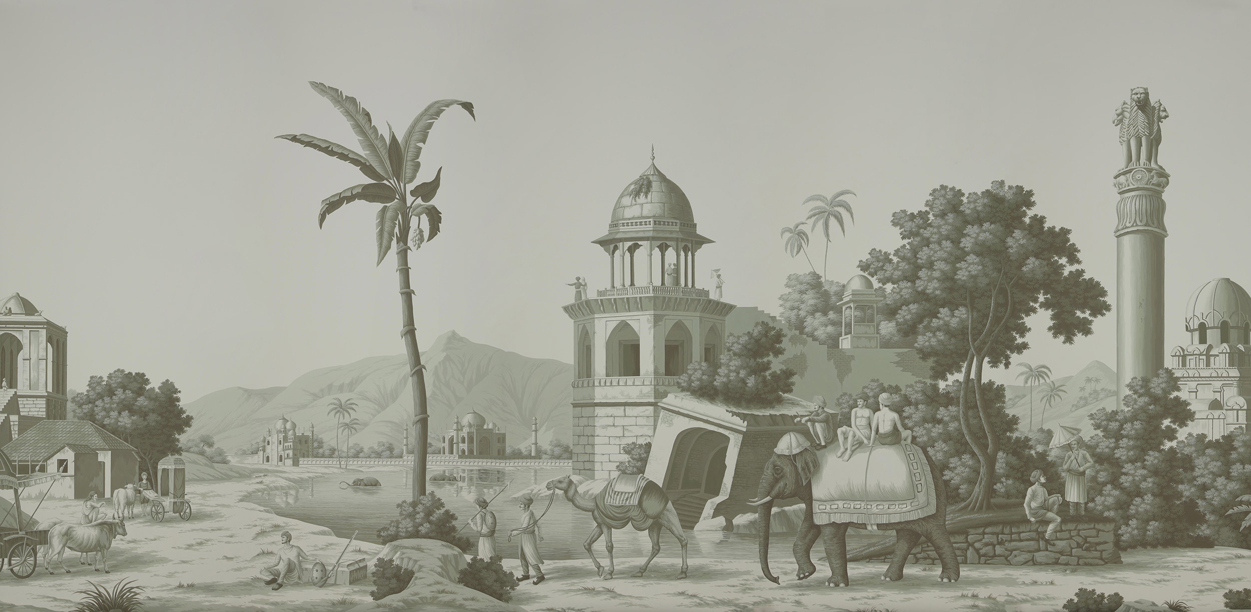Обои ручная роспись Early Views of India Crystal Grey on scenic paper Обои ручная роспись Early Views of India Crystal Grey on scenic paper - постер Loft-Concept во Владивостоке