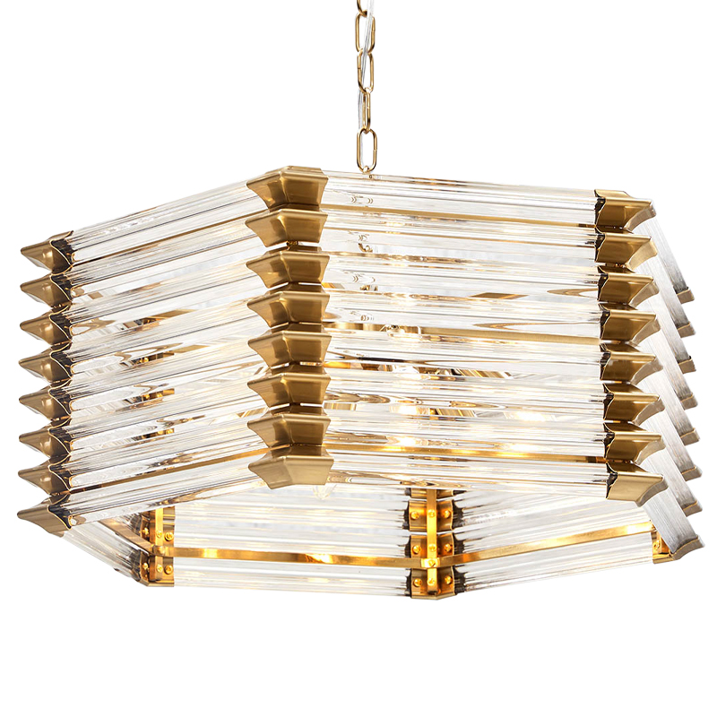 Люстра стеклянная Hexagon Tadesse Glass Chandelier Прозрачное Стекло Золотой Люстра стеклянная Hexagon Tadesse Glass Chandelier Прозрачное Стекло Золотой во Владивостоке | Loft Concept