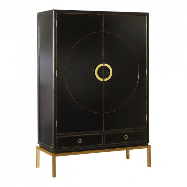 Шкаф China Rack Black Черный Золотой Шкаф China Rack Black Черный Золотой во Владивостоке | Loft Concept