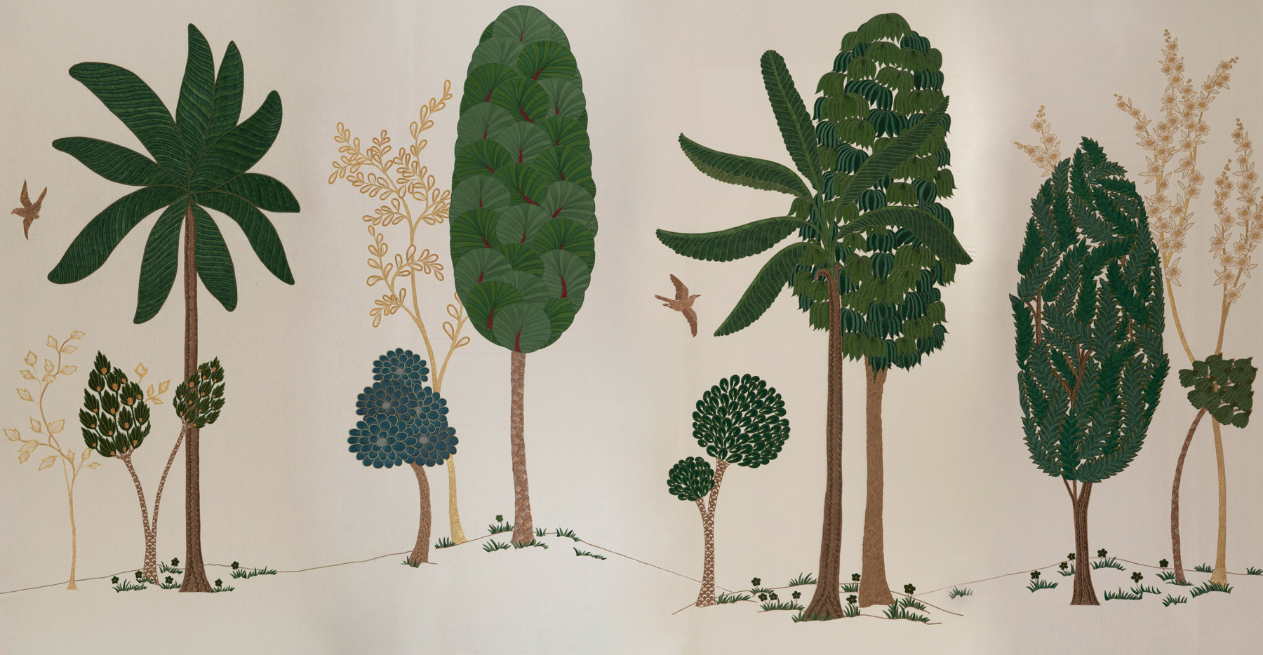 Обои ручная роспись Mughal Trees Original colourway on linen - постер Loft-Concept во Владивостоке