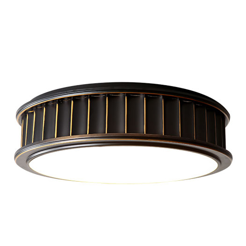 Потолочный светильник Drum Ceiling Lamp Темная бронза Белый Латунь Потолочный светильник Drum Ceiling Lamp Темная бронза Белый Латунь во Владивостоке | Loft Concept