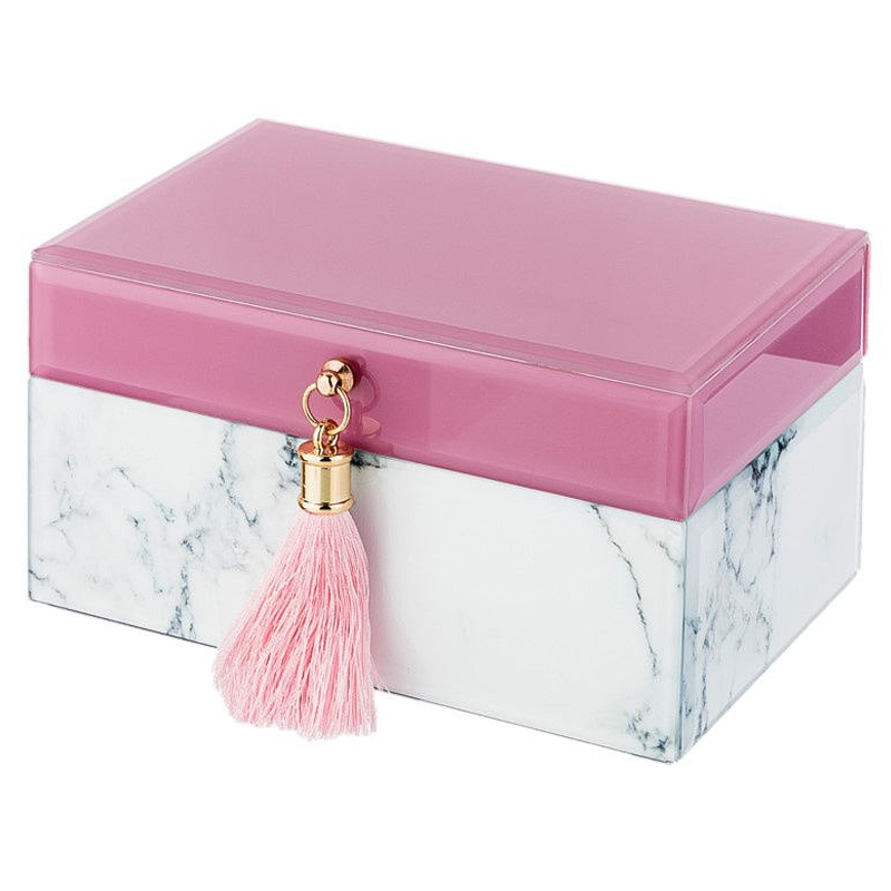 Шкатулка Pink Glass Imitation Marble Box Розовый Белый Шкатулка Pink Glass Imitation Marble Box Розовый Белый во Владивостоке | Loft Concept