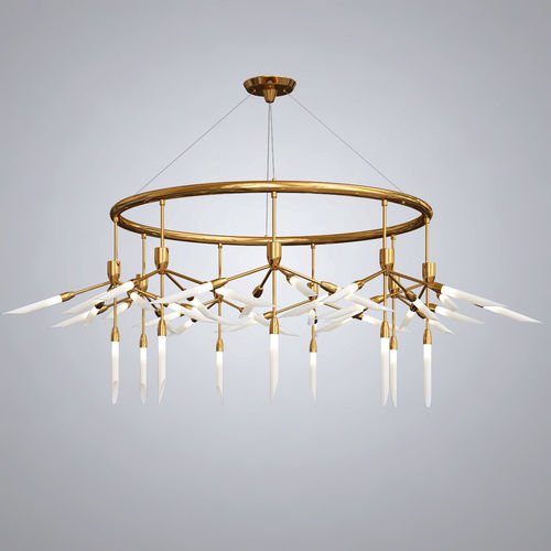 Люстра Spur Ring Chandelier Латунь Белый Люстра Spur Ring Chandelier Латунь Белый во Владивостоке | Loft Concept