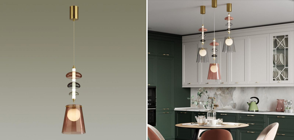 Подвесной светильник Contemporan Pink с цветным стеклом Подвесной светильник Contemporan Pink с цветным стеклом - Loft-Concept во Владивостоке
