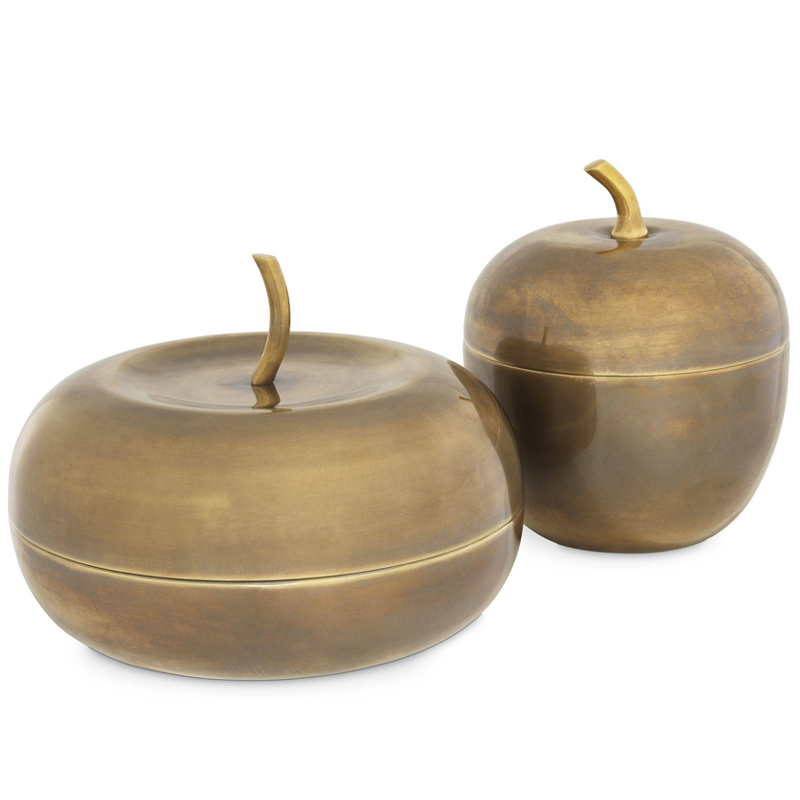 Комплект шкатулок Eichholtz Box Apple Set of 2 brass Винтажная латунь во Владивостоке | Loft Concept 