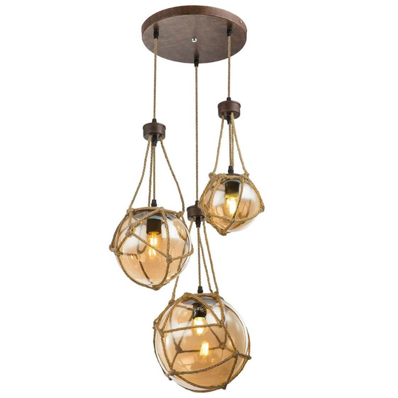 Светильник LOFT ROPE Three Balls Черный Коричневый Светильник LOFT ROPE Three Balls Черный Коричневый во Владивостоке | Loft Concept