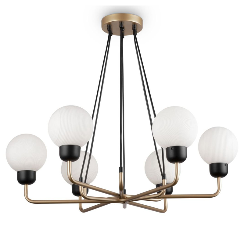 Люстра Andresa Chandelier 6 Balls Золотой Белое матовое стекло во Владивостоке | Loft Concept 