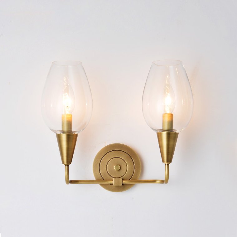 Бра VIOLA WALL Clear Lamp Double Латунь Прозрачное Стекло Бра VIOLA WALL Clear Lamp Double Латунь Прозрачное Стекло во Владивостоке | Loft Concept