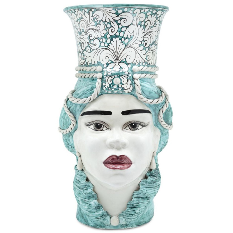 Ваза Vase Moro Lady Giant Ornate Malachite Бирюзовый Белый Ваза Vase Moro Lady Giant Ornate Malachite Бирюзовый Белый во Владивостоке | Loft Concept