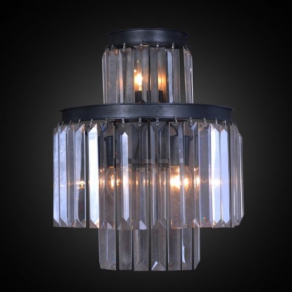 Бра RH 1920s Odeon Clear Glass Fringe Bra - 3 rings Черный Бра RH 1920s Odeon Clear Glass Fringe Bra - 3 rings Черный во Владивостоке | Loft Concept