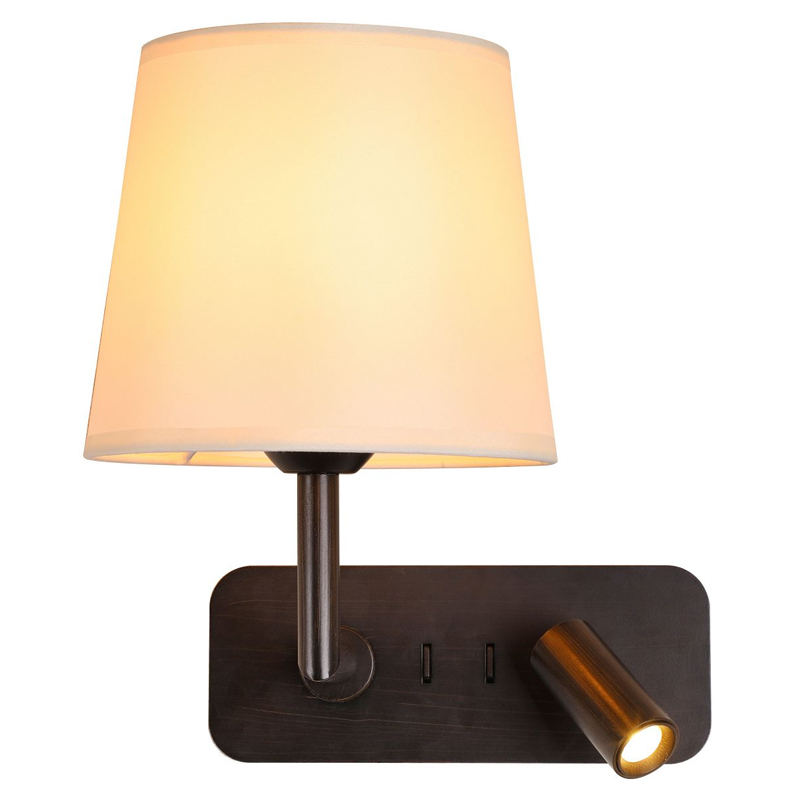 Бра с абажуром Trumpet Lamp Black 2 лампы Черный Белый Бежевый во Владивостоке | Loft Concept 