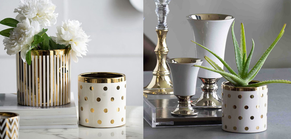Ваза Gold & White Peas Ваза Gold & White Peas - Loft-Concept во Владивостоке