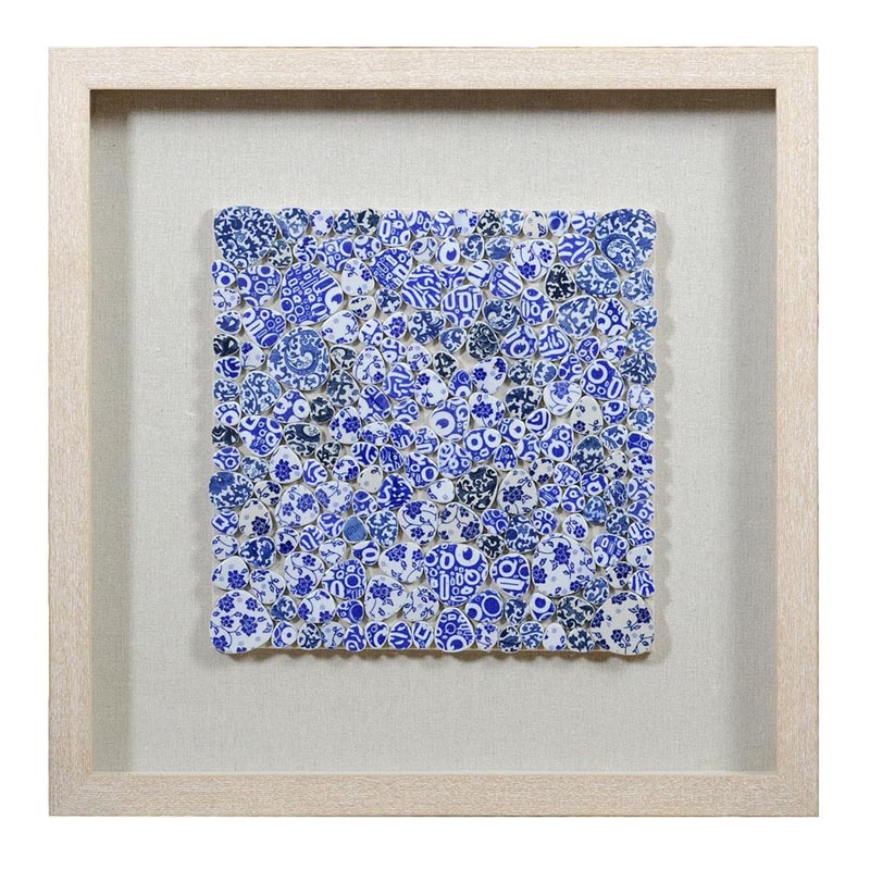 Панно Blue and White Mosaic square Белый Синий Бежевый Панно Blue and White Mosaic square Белый Синий Бежевый во Владивостоке | Loft Concept