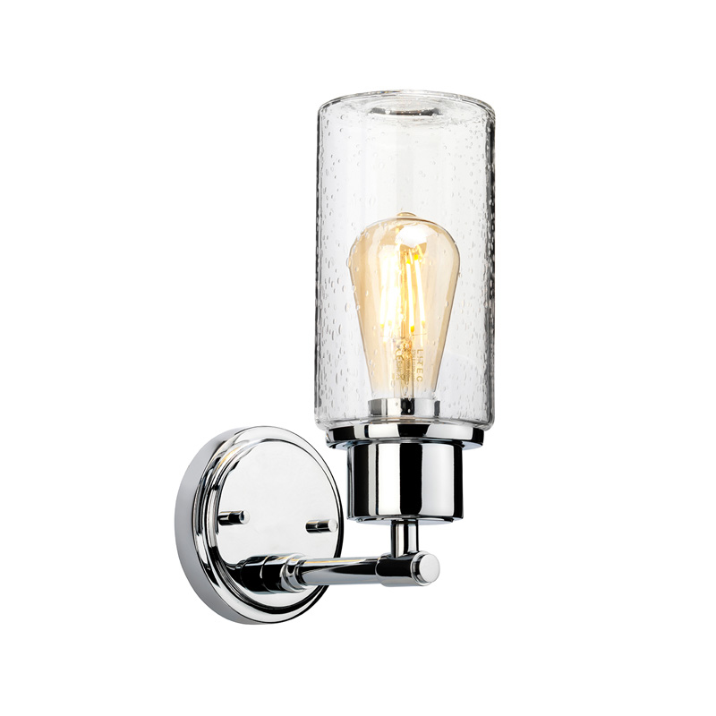 Бра с цилиндрическим прозрачным плафоном из стекла с пузырьками Elstead Lighting Хром Прозрачное Стекло во Владивостоке | Loft Concept 