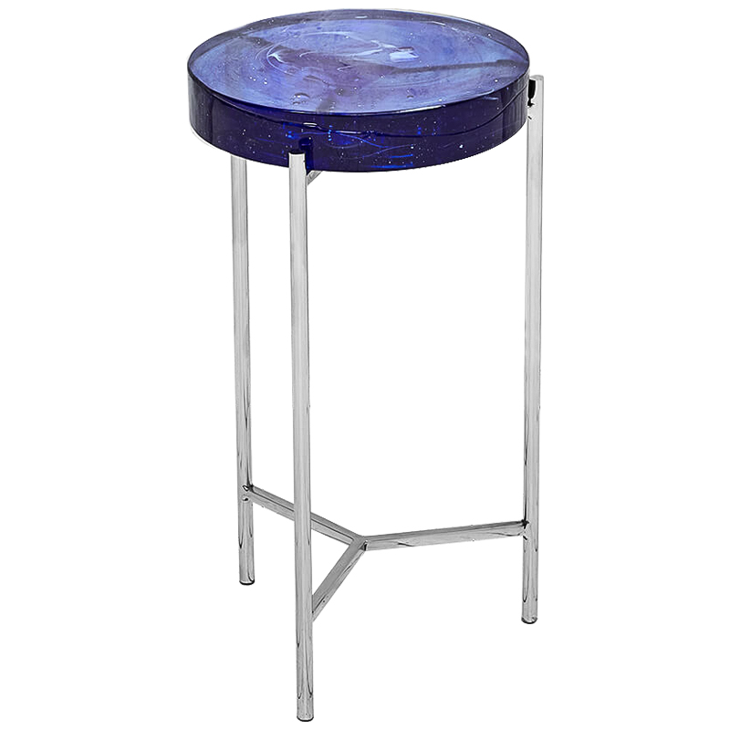 Приставной стол Blue Lollipop Side Table Синий Никель Приставной стол Blue Lollipop Side Table Синий Никель во Владивостоке | Loft Concept