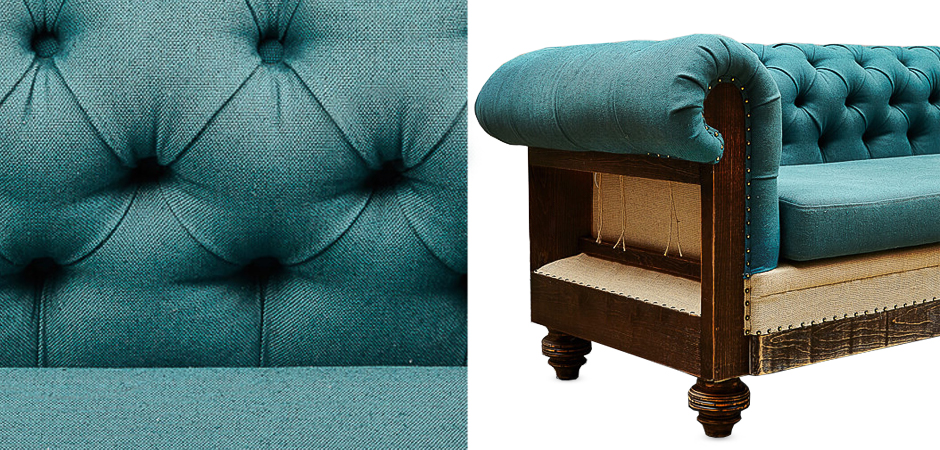 Диван Deconstructed Chesterfield Sofa triple turquoise Linen Диван Deconstructed Chesterfield Sofa triple turquoise Linen - Loft-Concept во Владивостоке