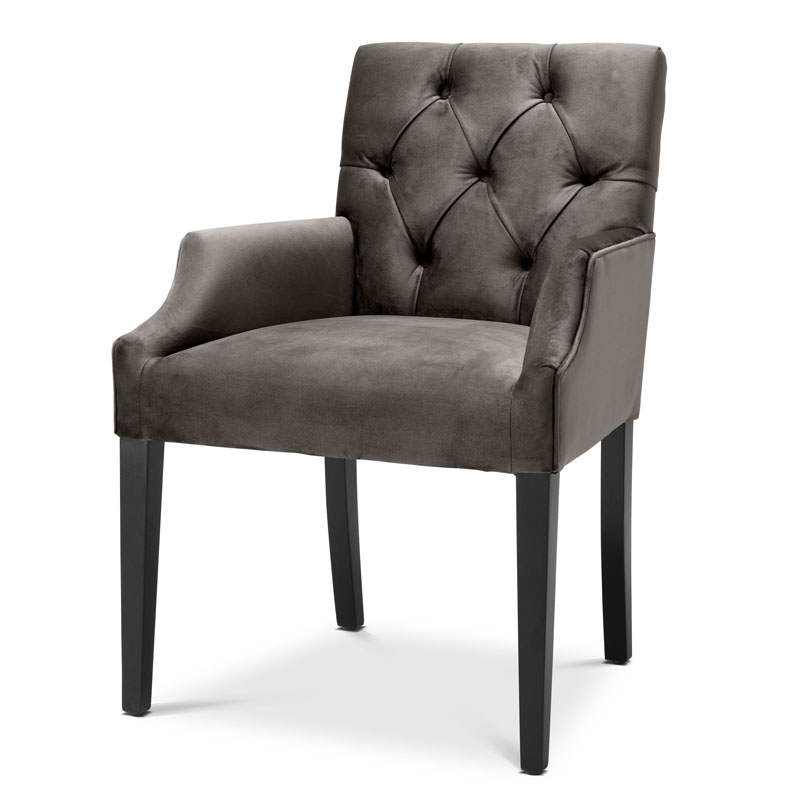 Стул Eichholtz DINING CHAIR ATENA WITH ARM dark Серый Черный Стул Eichholtz DINING CHAIR ATENA WITH ARM dark Серый Черный во Владивостоке | Loft Concept