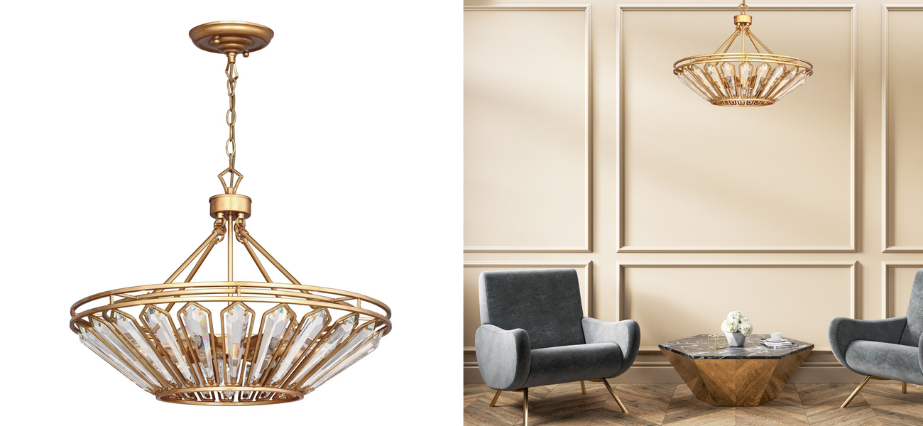 Люстра с золотисто-коричневым каркасом CRYSTAL LIGHT - фото
