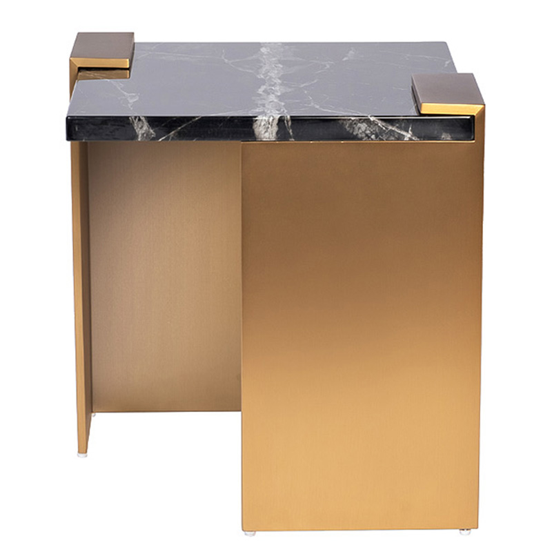 Приставной стол tormund Side Table матовое золото Черный Мрамор Nero во Владивостоке | Loft Concept 