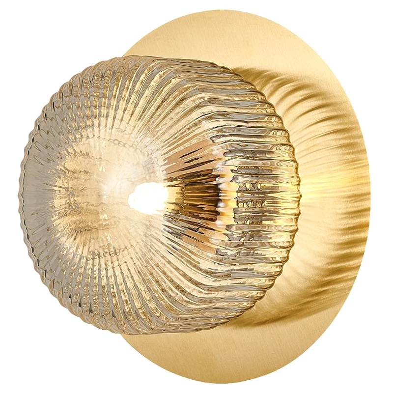 Бра с рельефным плафоном Blown Glass Латунь Прозрачный Бра с рельефным плафоном Blown Glass Латунь Прозрачный во Владивостоке | Loft Concept