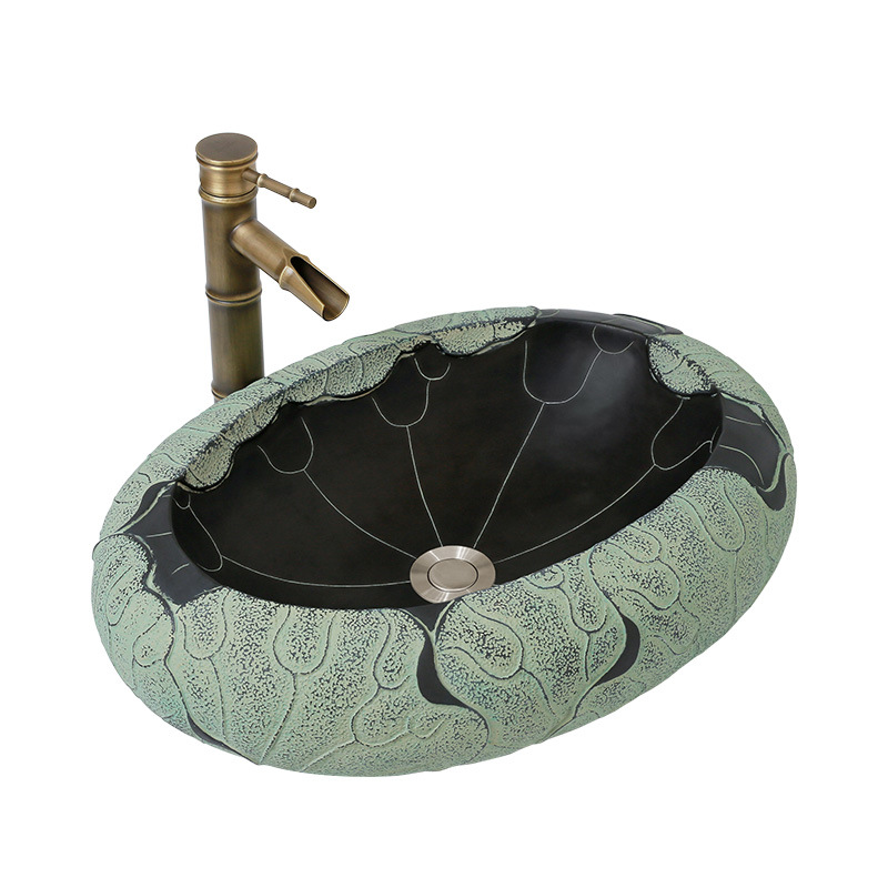 Раковина Lotus Leaf Oval Графит Зеленый шалфей Раковина Lotus Leaf Oval Графит Зеленый шалфей во Владивостоке | Loft Concept
