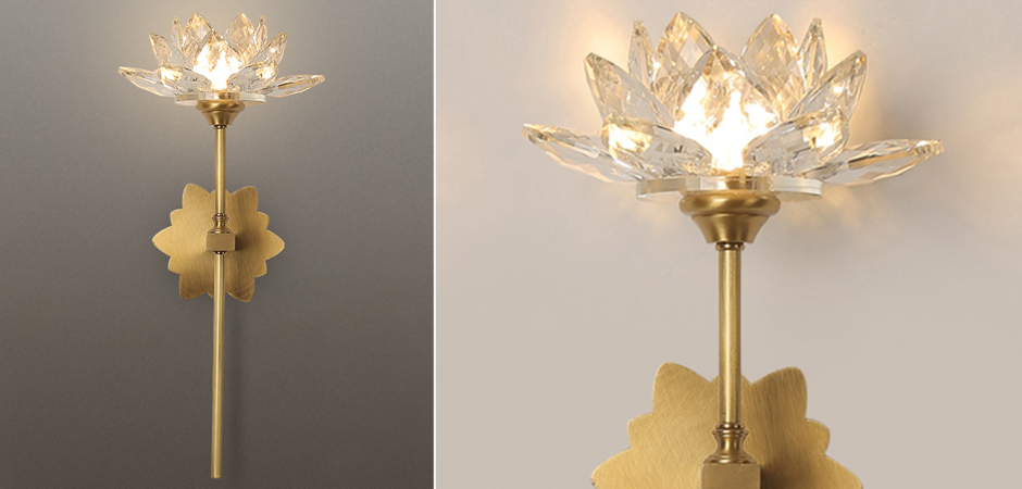 Настенный светильник Хрустальный Цветок Лотоса Lotus flower Wall Clear Glass C Настенный светильник Хрустальный Цветок Лотоса Lotus flower Wall Clear Glass C - Loft-Concept во Владивостоке