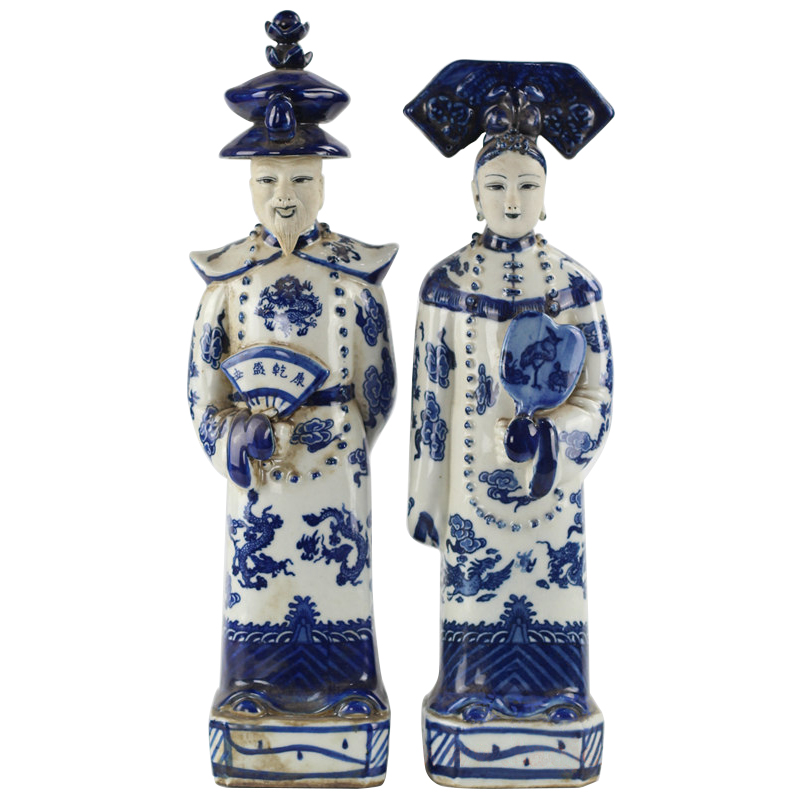 Комплект из двух статуэток Emperor and Empress set 2 Синий Белый Комплект из двух статуэток Emperor and Empress set 2 Синий Белый во Владивостоке | Loft Concept