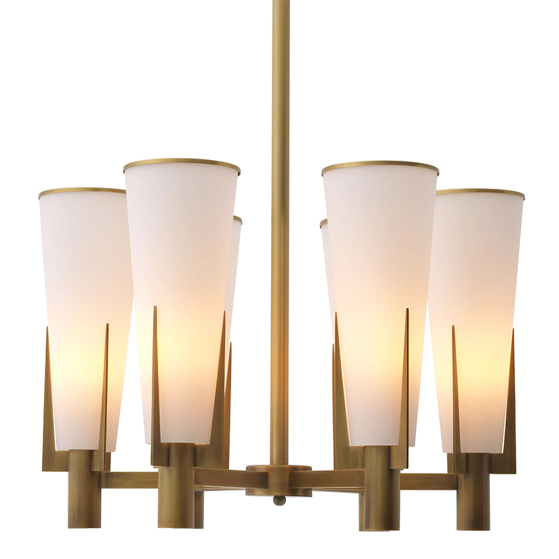 Люстра Eichholtz Chandelier Dino Brass Латунь Белое матовое стекло Люстра Eichholtz Chandelier Dino Brass Латунь Белое матовое стекло во Владивостоке | Loft Concept