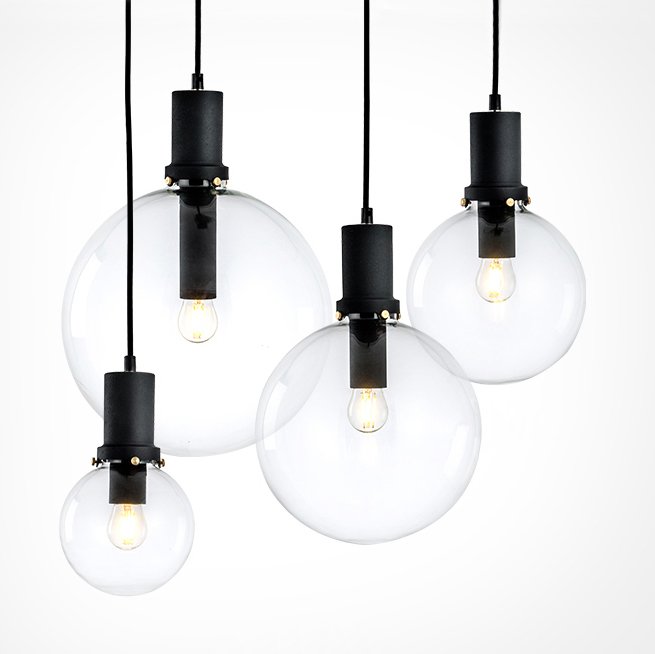 Подвесной светильник Glass Globe Black Прозрачное Стекло Черный Подвесной светильник Glass Globe Black Прозрачное Стекло Черный во Владивостоке | Loft Concept